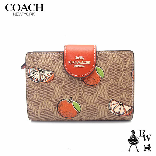 コーチ 財布 CAP04 IMTAM COACH アウトレット 二つ折り財布 Lジップ オレンジプリントチ タンマルチ エクセルワールド 誕生日 ギフト プレゼントにも レディース ブランド ウォレット 15,478円