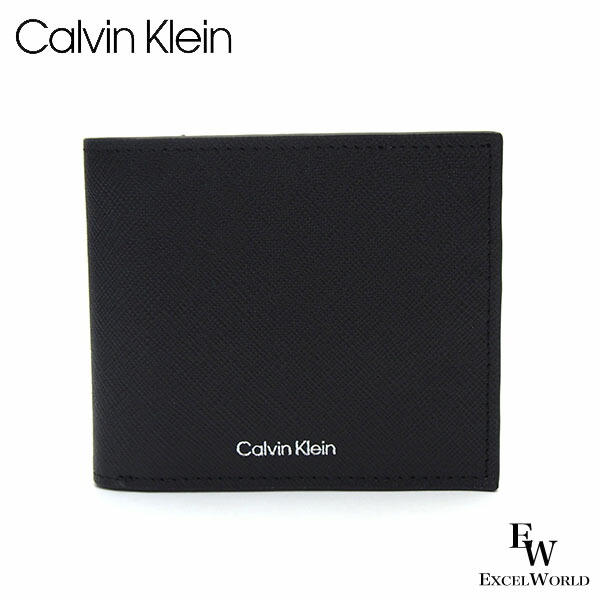 カルバンクライン 紙入れ  4D1142G 001 Calvin Klein 二つ折り紙入れ リファインド サフィアーノ バイフォールド ウォレット 黒いこと エクセルワールド  生まれ落ちる日 差し上げ物 差し上げ物にも  メンズ ブランド名 ウォレット 今めかしい かっこいい紙入れ