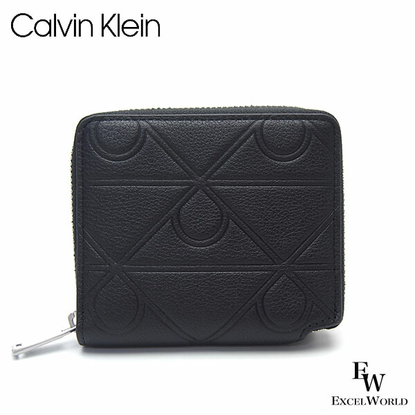 カルバンクライン 紙入れ  4D1176G 001 Calvin Klein 二つ折り紙入れ エンボスデザイン コンパクトウォレット 黒いこと メンズ レディース エクセルワールド  生まれ落ちる日 差し上げ物 差し上げ物にも ブランド名 ウォレット 今めかしい かっこいい紙入れ