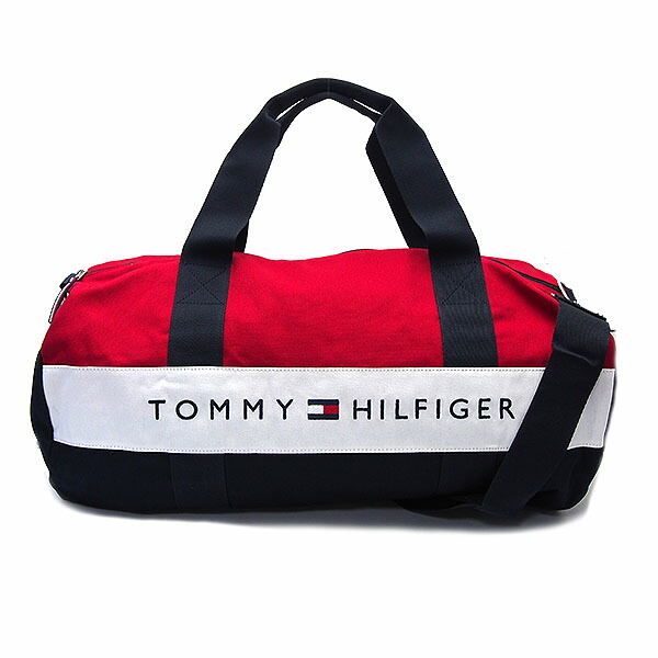 トミーヒルフィガー バッグ 69J9846 460 TOMMY HILFIGER コーポレート ロゴ ダッフルバッグ エクリュ ボストンバッグ ネイビー&times;レッド メンズ レディース エクセルワールド 誕生日 ギフト プレゼントにも｜エクセルワールド