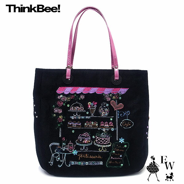 シンクビー バッグ Think Bee A002918 トートバッグ パティスリービー ブラックマルチ エクセルワールド 母の日 レディース ブランド ギフト かわいい バッグ TP10｜エクセルワールド