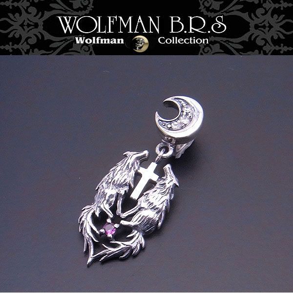 ウルフマン WOLFMAN BRS ペンダントトップ ウルフチャーム P192RED シンセチックルビー エクセルワールド クリスマス ギフト プレゼントにも ブランド おしゃれ アクセサリー TP10