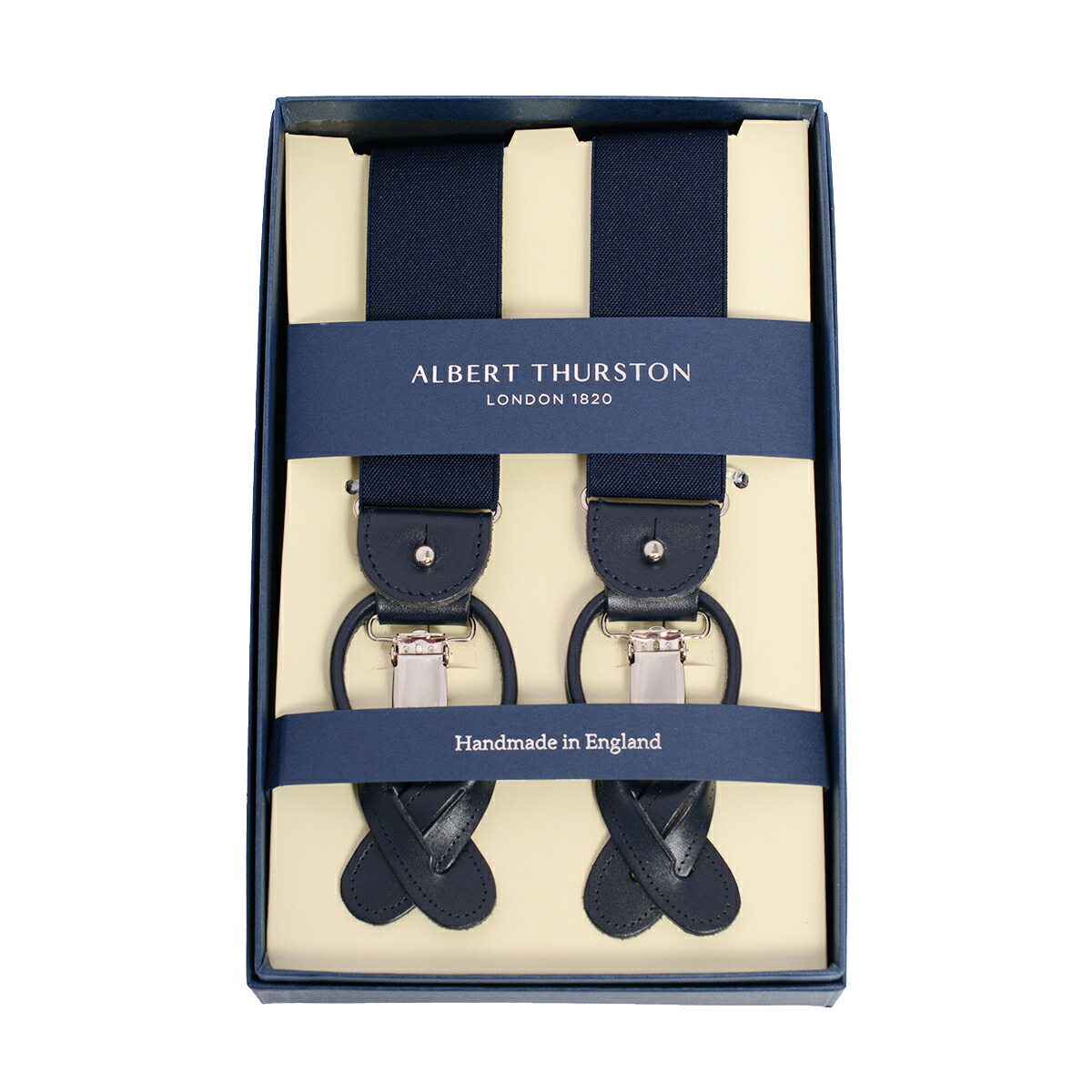 Albert Thurston Moiré Braces 40mm Navy at