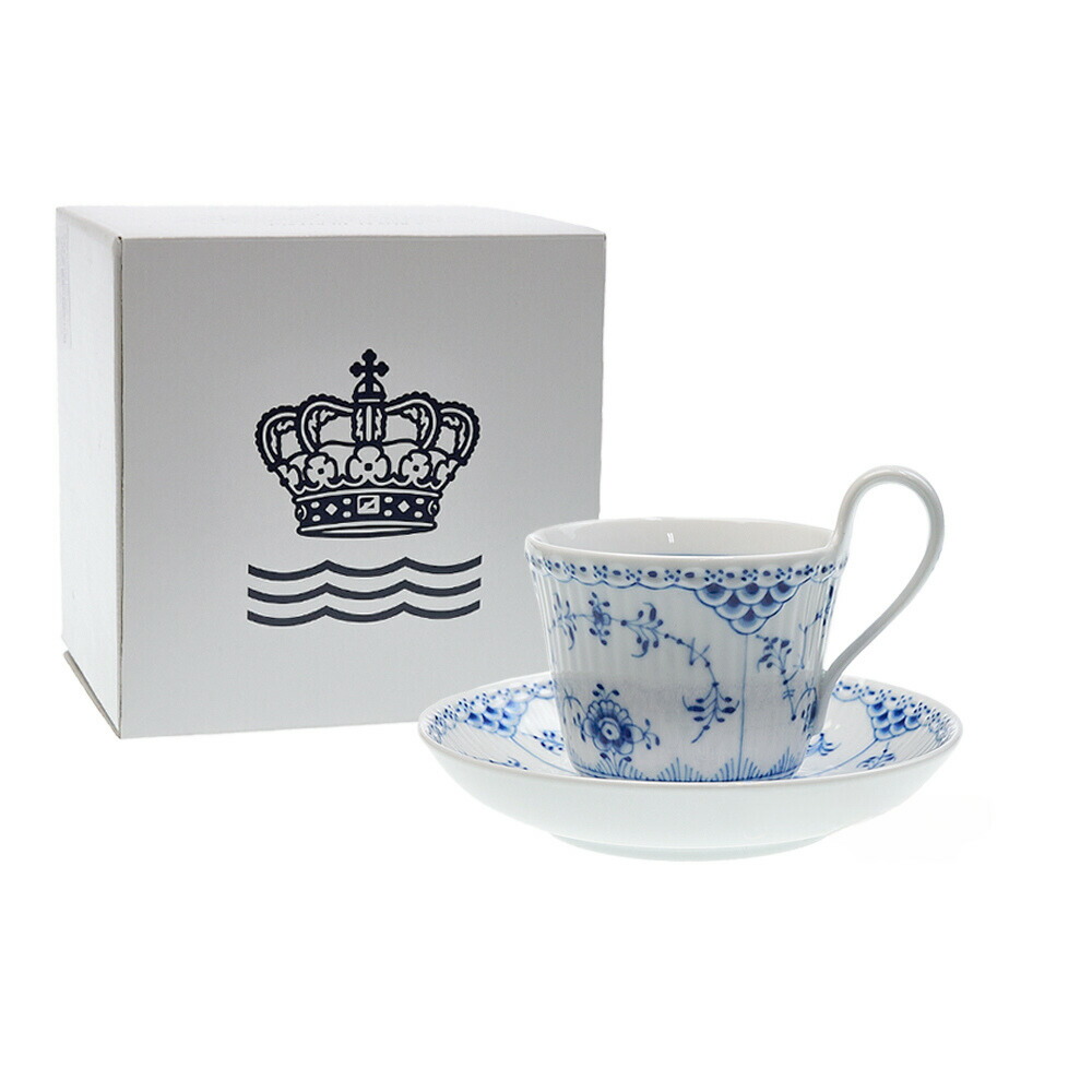 ロイヤルコペンハーゲン、ハイハンドル、カップ&ソーサーとプレート　２組 ロイヤルコペンハーゲン ハイハンドル プレイン カップ