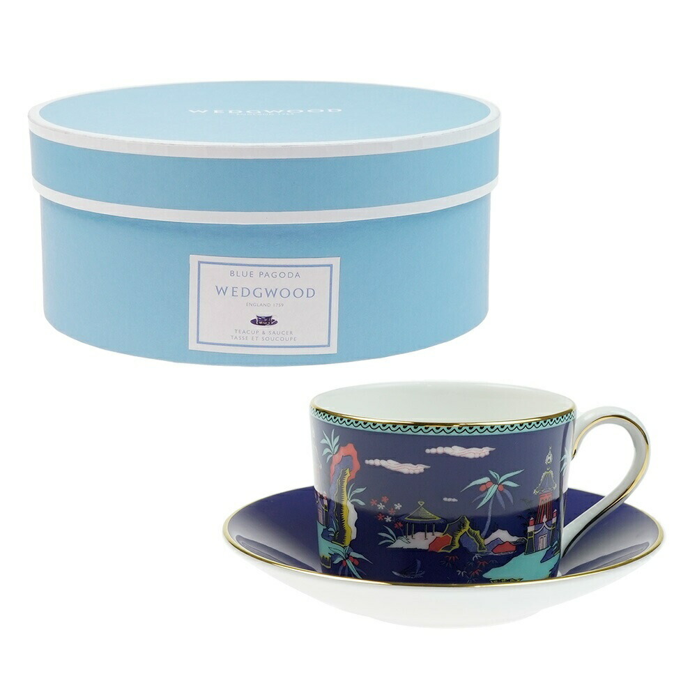 ウェッジウッド (WEDGWOOD) ワンダーラスト 青色パゴダ 紅茶優勝杯\u0026平円盤