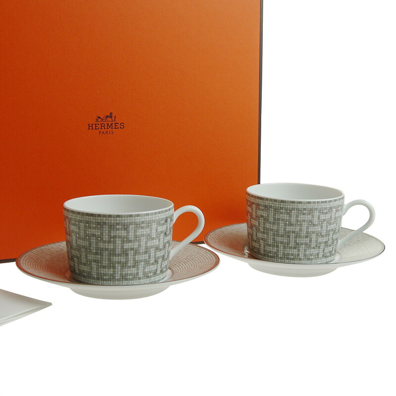 エルメス (HERMES) モザイック 24 プラチナ 紅茶優勝杯＆ソーサーペア 35016P2