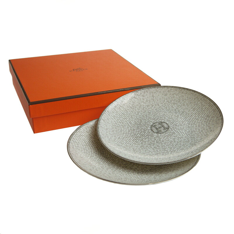 【楽天市場】エルメス (HERMES) モザイク 24 プラチナ BBプレート 16cm ペア 35012P2：エクスファクトリー