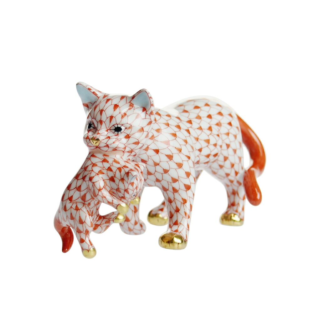 HEREND　ヘレンド　猫　キャット　小物入れ 　たまご型　エッグケース　置物 キャットコレクション
