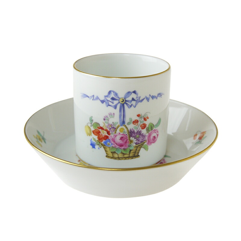 【基礎づける書付き添い人】マイセン (Meissen)千年紀 No.42 花かご 珈琲優勝杯\u0026平円盤【2000年/領域押さえる50個】