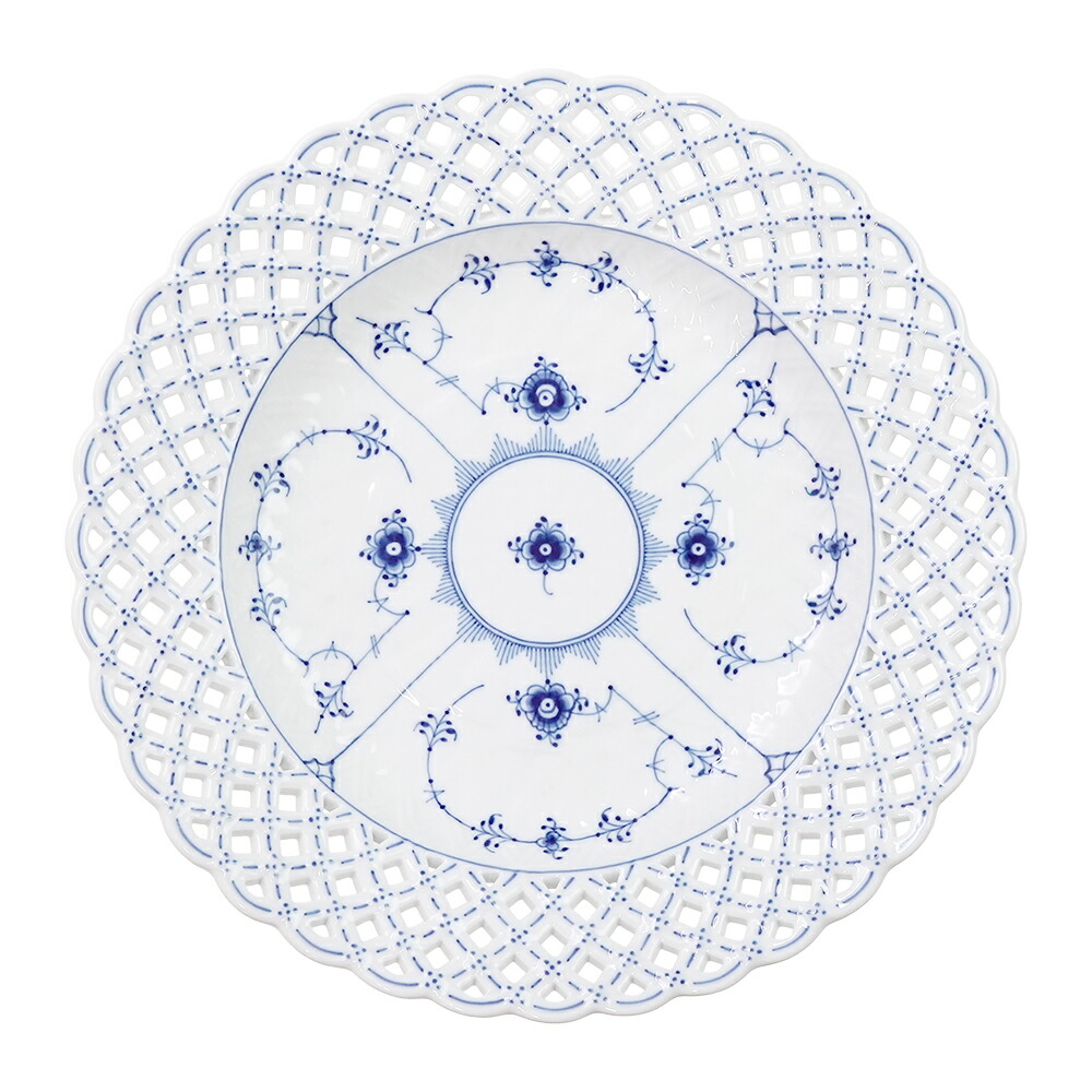 ロイヤルコペンハーゲン ブルーフルーテッド フルレース プレート オープンワーク 25cm 1-103-638
