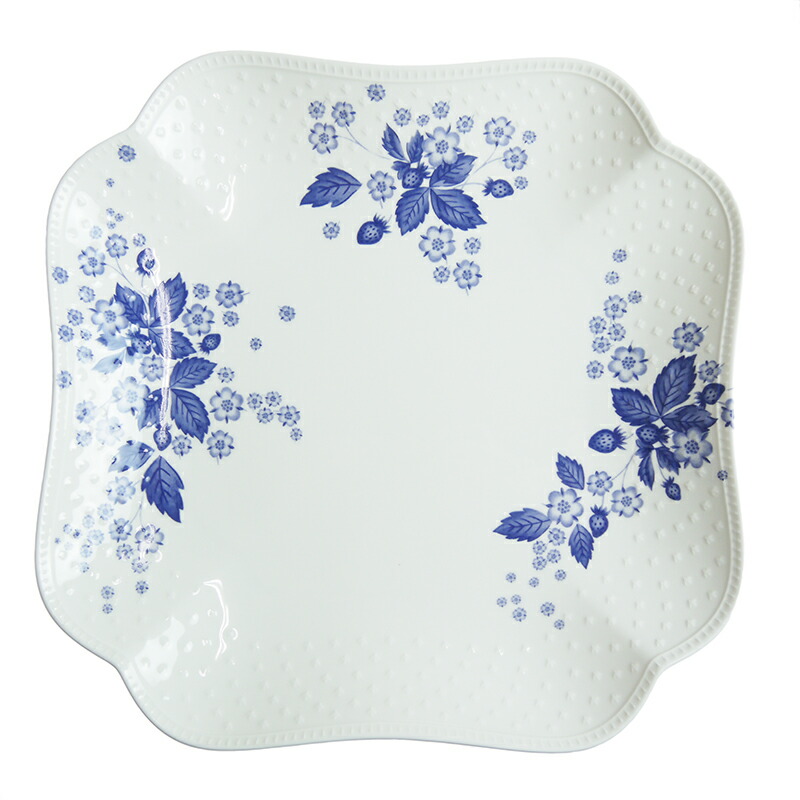 ウェッジウッド (WEDGWOOD) ストロベリー ブルーム インディゴ スクエアプレート 27cm