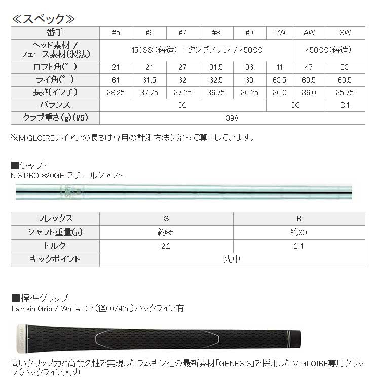 メーカーカスタム アイアン Taylormade テーラーメイド M Gloire ゴルフ アイアン 単品 5 Aw Sw N S Pro クラブ 0gh スチールシャフト Ex Golf日本仕様 日本正規品 エムグローレ 19