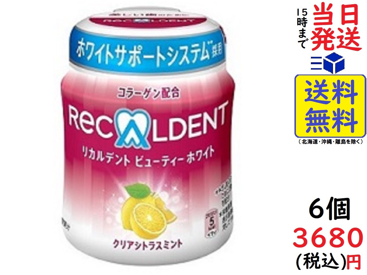 ◇在庫限り◇ モンデリーズ リカルデント ビタミンD プラス ヨーグルトベリーミント ボトル 132g ×6個 セット まとめ買い ガム 