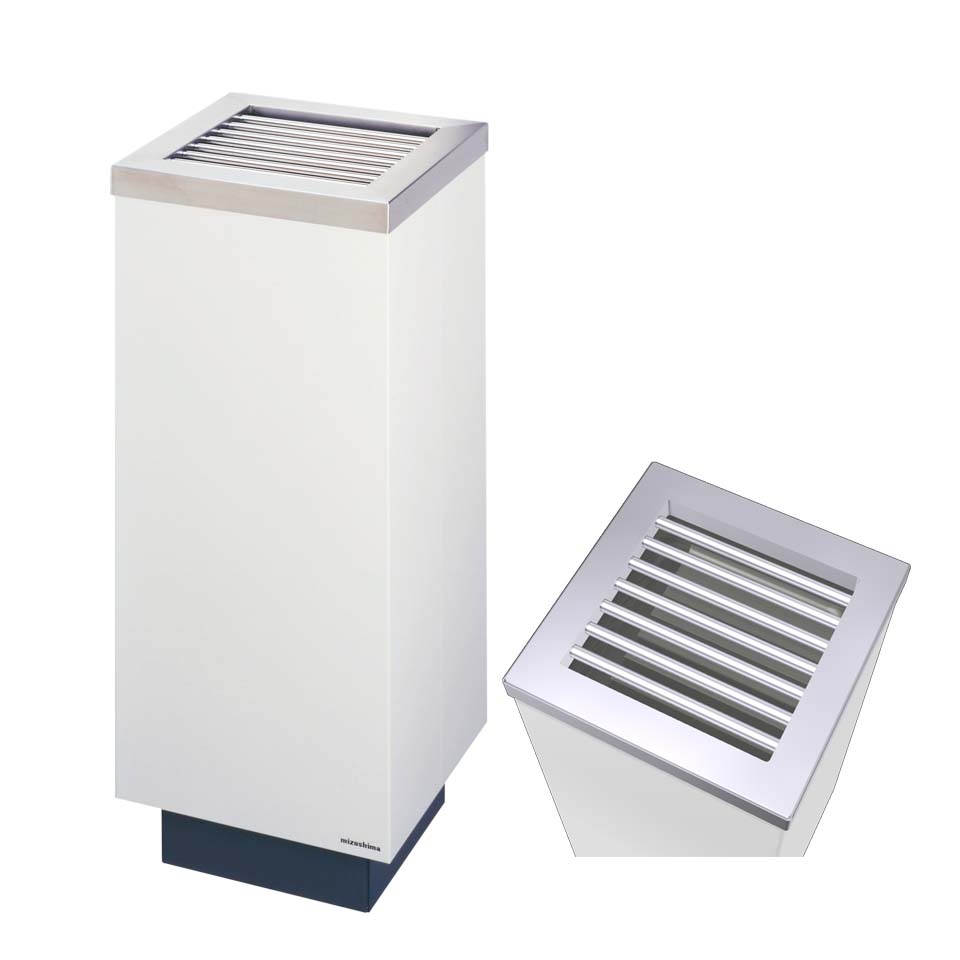 クリンスモーキング　S30　スチール（ミヅシマ工業）灰皿　屑入れ　灰皿兼屑入れ機能　施設用品　スチール製　内容量約6リットル　本州・四国・九州送料無料取扱いしやすい角型のスチール製灰皿です｜エクシーズ
