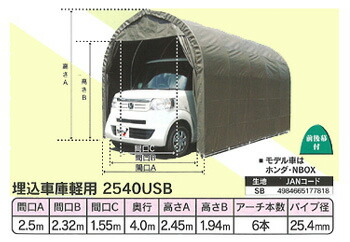 【南栄加工】煙管車宿り 埋込車宿り軽用 2540USB ※本州・四国・九州貨物輸送無料あなたの愛車を雨・霧・砂ぼこりから差し固めるする！ ！ 南栄加工