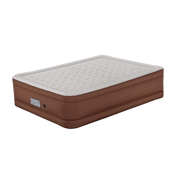 《タカショー》エアマット 2.03m×1.52m×51cm アイボリー&ブラウン/A(30883500)送料無料 アウトドア ベッド ベット エア マット|エクシーズ