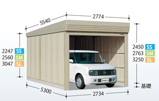 タクボ屋根裏部屋 車宿りバス発着場ベルフォーマ SL-S2753（多雪型・判定基準大屋根）独立独行型
