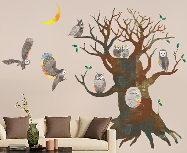 【東京ステッカー】フクロウの木(M)