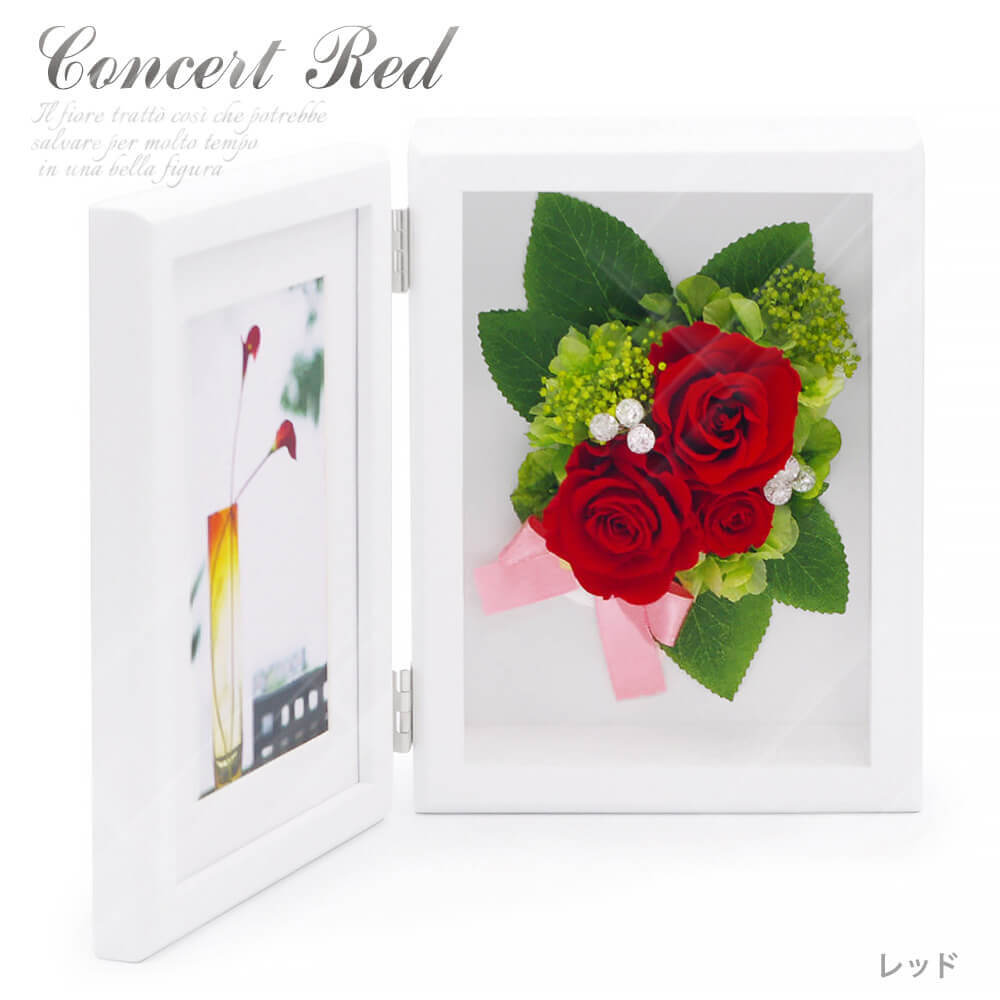 楽天市場 日本国内へ電報を送る お祝い電報 祝電 一般電報 プリザーブドフラワー電報 プリフォトフレーム フォトフレーム コンチェルト レッド 電報屋のエクスメール 楽天市場店