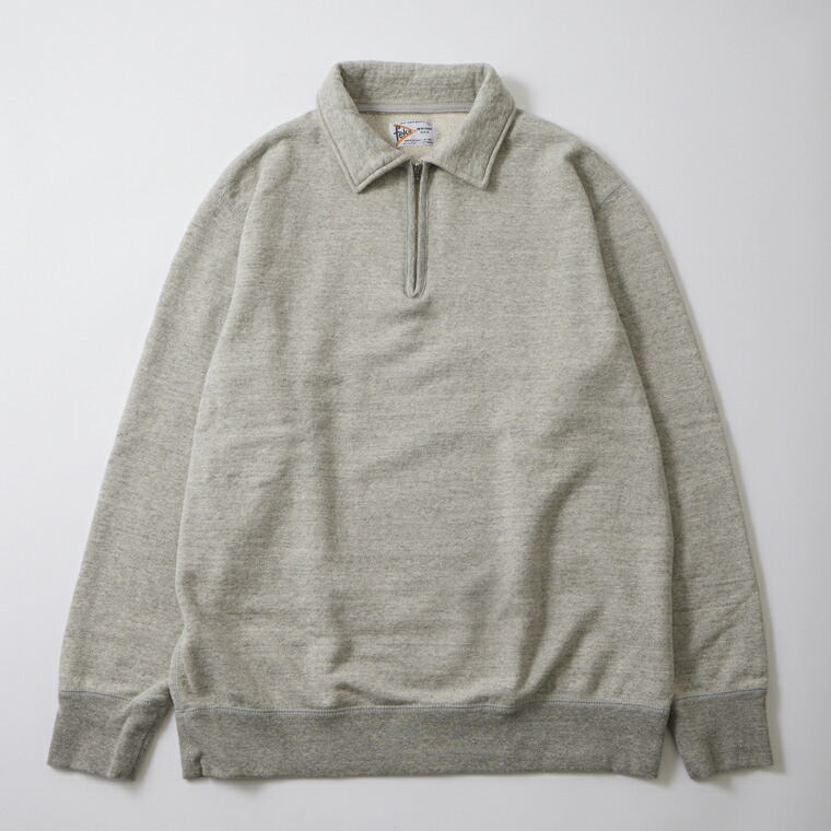 FELCO (フェルコ)  10薬局衡オンス LT WEIGHT FRENCH TERRY L/S HALF ZIP COLLARED SWEATSHIRT - TWISTED GREY ハーフジップ メンズ