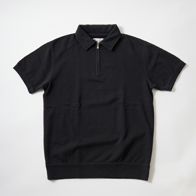 FELCO (フェルコ) 10oz LT WEIGHT FRENCH TERRY S/S HALF ZIP SWEAT - BLACK 半袖 ハーフジップ スウェット メンズ
