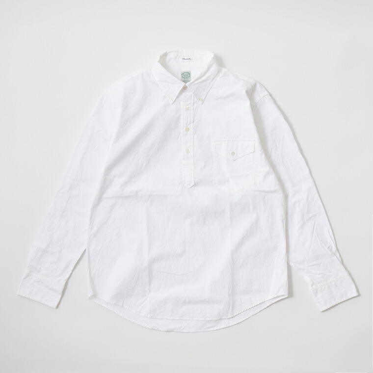 KEATON CHASE USA (キートンチェイスUSA) L/S CLASSIC FIT PULLOVER BD SHIRT PINPOINT OXFORD - WHITE オックスフォードシャツ メンズ｜Explorer