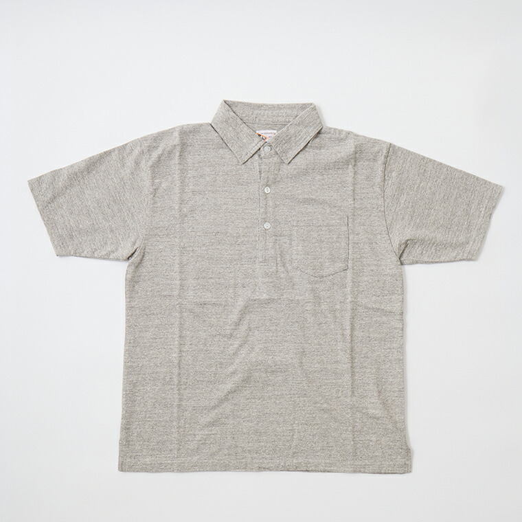 FELCO (フェルコ) S/S POLO SHIRT W/3CAT EYE BUTTON 7oz 18SINGLE JERSEY - TWISTED GREY ポロシャツ メンズ’