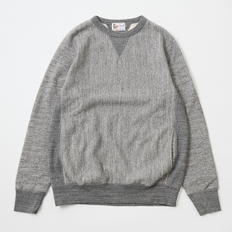 FELCO (フェルコ)  DOUBLE V GUSSET 16薬局衡オンス NEW HEAVY WEIGHT TERRY INVERSE WEAVE SWEAT CREW NECK - TWISTED CHARCOAL 調教師 メンズ
