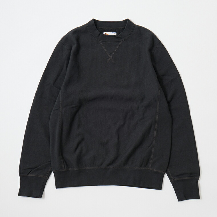 FELCO (フェルコ)  L/S INVERSE WEAVE V GUSSET SWEAT 12薬局衡オンス LT WEIGHT FRENCH TERRY - BLACK 調教師 メンズ’