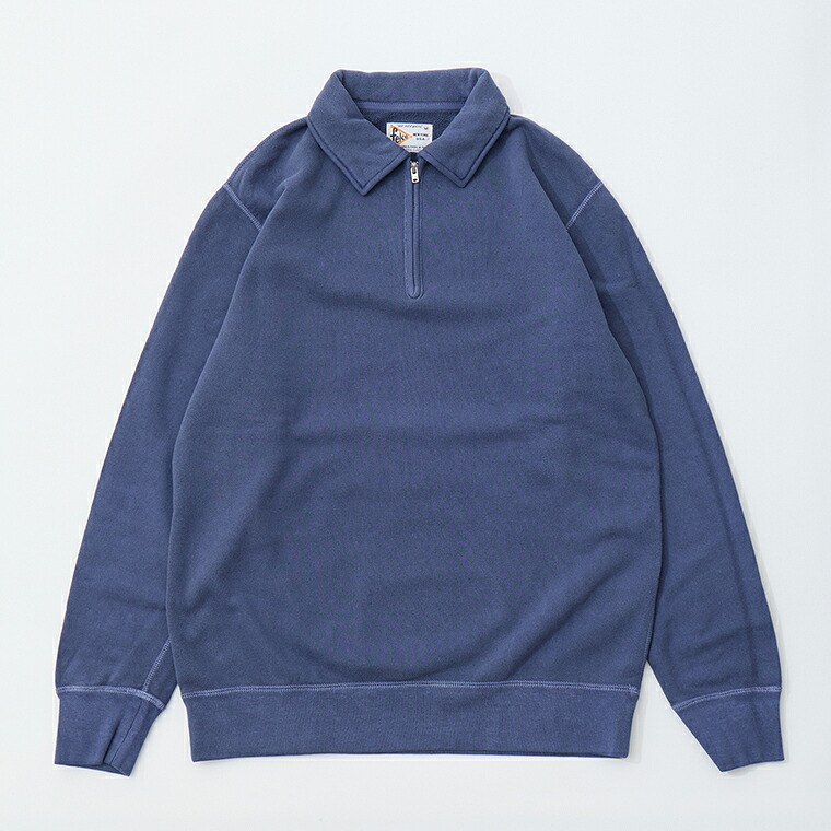 FELCO (フェルコ) 10oz LT WEIGHT FRENCH TERRY L/S HALF ZIP COLLARED SWEATSHIRT - PGR NAVY ハーフジップ メンズ