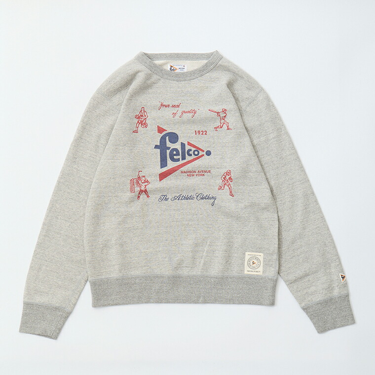 FELCO (フェルコ)  CLASSIC FIT 10薬局衡オンス TERRY BINDER CREW SET IN SWEAT FELCO SPORTS - TWESTED GREY 刷り上げる 労働者の一団のど首 トレーナー メンズ