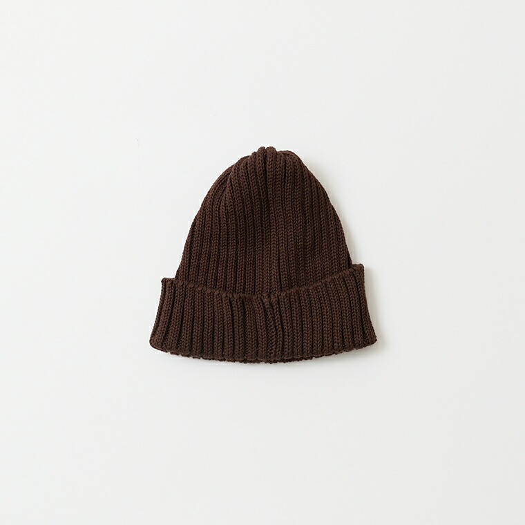 HIGHLAND 2000 (ハイランド2000)  2×1 COTTON SHORT WATCH CAP - DK CHOCOLATE 綿織物 編み物旗がしら