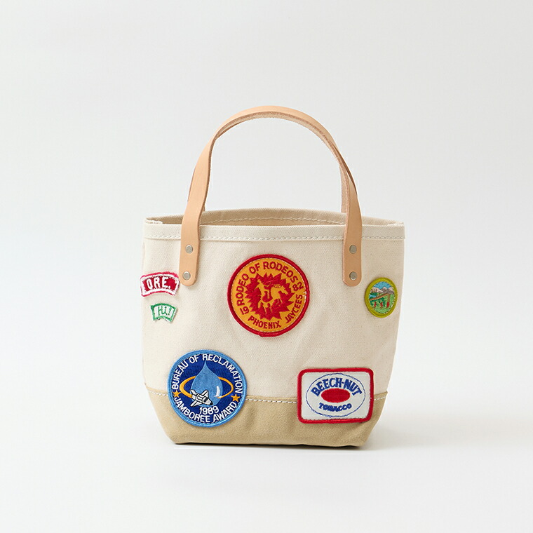 HERITAGE LEATHER (ヘリテイジレザー)  VINTAGE PATCH MINI TOTE - NATURAL_SAND SUEDE_05 ミニトートバッグ メンズ