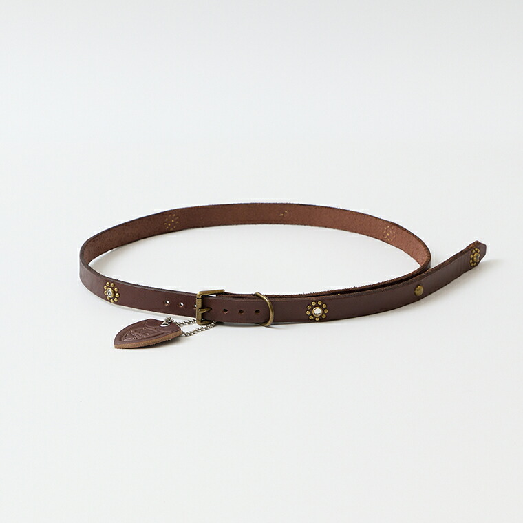 HTC (エイチティーシー)  FLOWER STONE 40 0.75 BELT - BROWN メンズ 亜米利加製 スタッズ なめし革胴締め