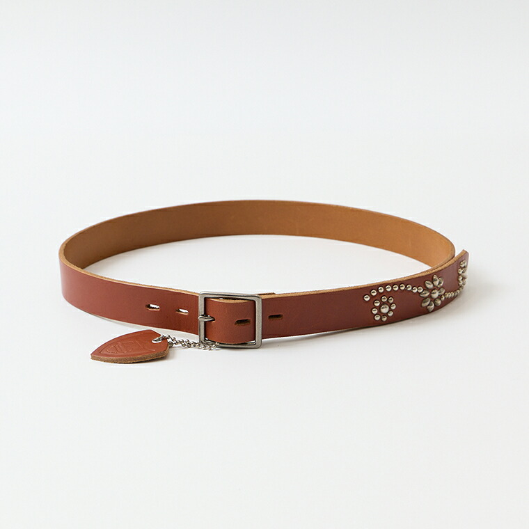 HTC (エイチティーシー)  END ONLY 25 STUDS LG 1.25 BELT - TAN メンズ 亜米利加製 スタッズ なめし革胴締め