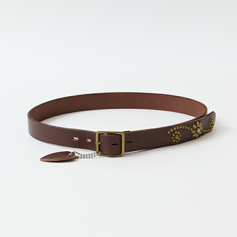 HTC (エイチティーシー)  END ONLY 25 TQ LG 1.25 BELT - BROWN メンズ 亜米利加製 スタッズ なめし革胴締め