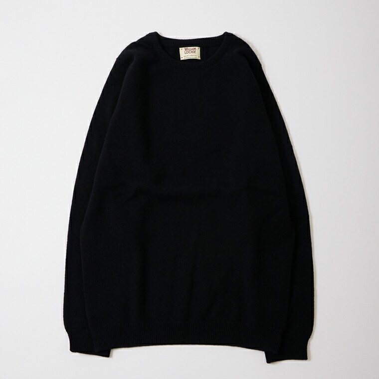 WILLIAM LOCKIE (ウィリアム ロッキー)  LAMBSWOOL CREW NECK SWEATER - BLACK