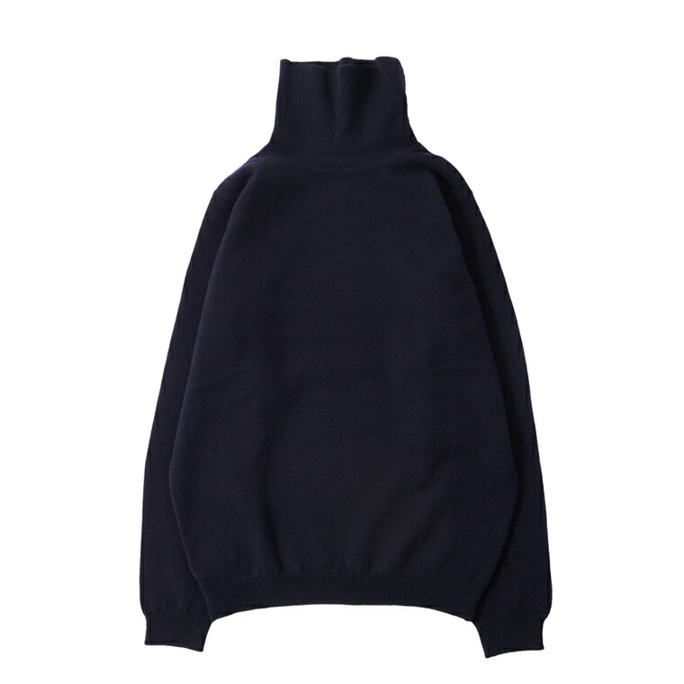 WILLIAM LOCKIE (ウィリアム ロッキー)  LAMBSWOOL JUMPER ROLL NECK SWEATER - NAVY