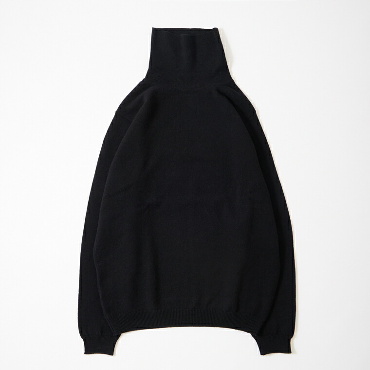 WILLIAM LOCKIE (ウィリアム ロッキー)  LAMBSWOOL JUMPER ROLL NECK SWEATER - BLACK