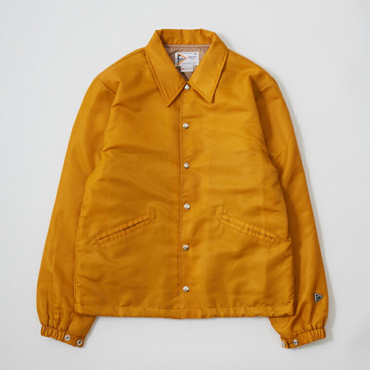 FELCO (フェルコ)  CLASSIC FIT OXFORD NYLON SATIN JACKET w/QUILT THISULATE LINING - DK MUSTARD_SLIVER SNAP_BEIGE LINING コーチジャケット メンズ