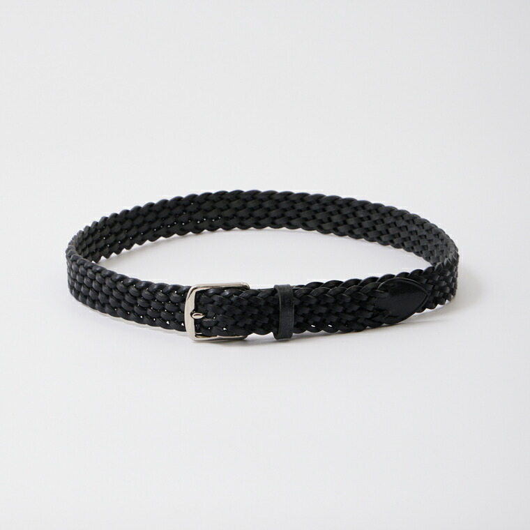 BEORMA LEATHER COMPANY (ベオーマレザーカンパニー) 28粍 BASKET WEAVE PLAITED BELT - BLACK なめし革三尺帯 メンズ