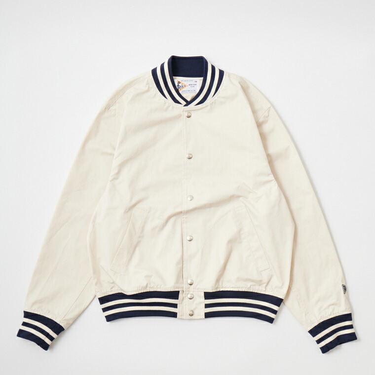 FELCO (フェルコ) POPLIN AWARD JACKET - NATURAL_NAVY&NATURAL STRIPE ポプリン スタジャン メンズ 17,908円