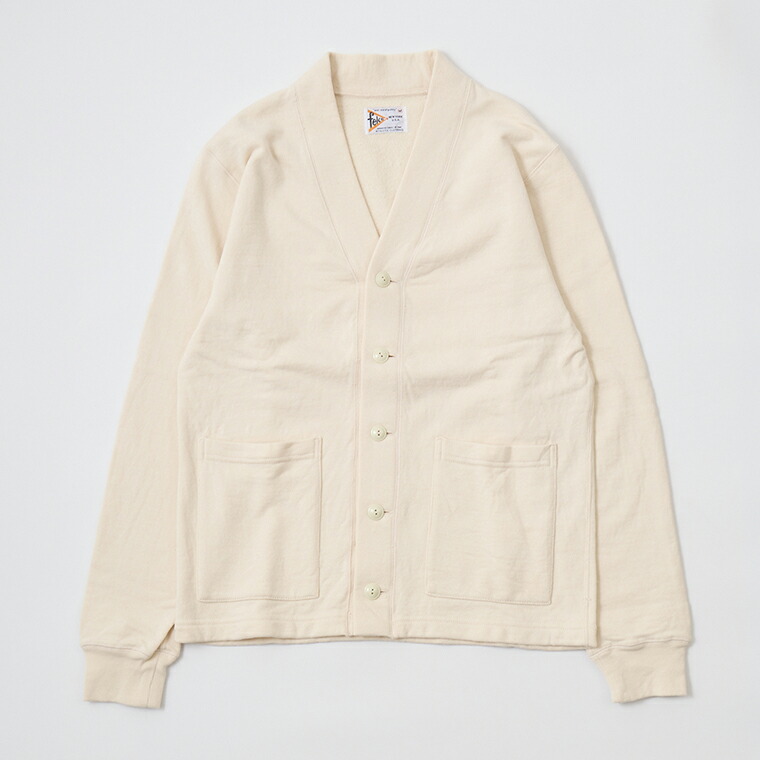 FELCO (フェルコ) 12oz TERRY V NECK BUTTON CARDIGAN - NATURAL カーディガン メンズ’