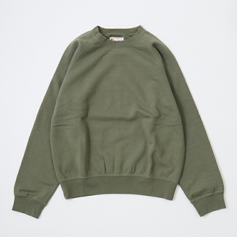 FELCO (フェルコ) 12oz TERRY L/S RAGLAN CREW RELAX FIT - LIGHT OLIVE トレーナー メンズ’|Explorer