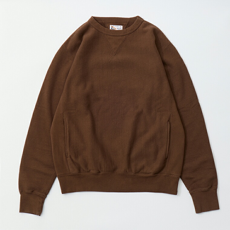 FELCO (フェルコ)  16薬局衡オンス TERRY CLASSIC FIT INVERSE WEAVE DOUBLE V GUSSET SET IN CREW SWEAT W/SLASH POCKET - D.BROWN 調教師 メンズ