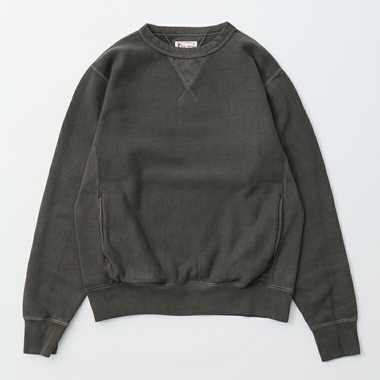 FELCO (フェルコ) 16oz TERRY CLASSIC FIT INVERSE WEAVE DOUBLE V GUSSET SET IN CREW SWEAT W/SLASH POCKET - PGR BLACK トレーナー メンズ