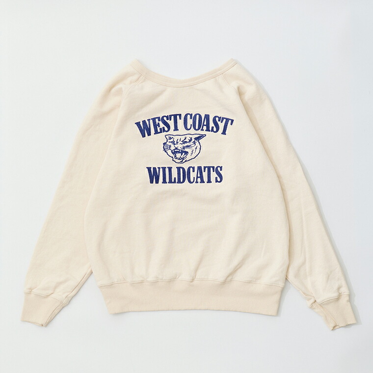 MIXTA (ミクスタ)  L/S CREW NECK RAGLAN SWEAT SHIRT WILDCATS - NATURAL 亜米利加製 調教師 メンズ レディース