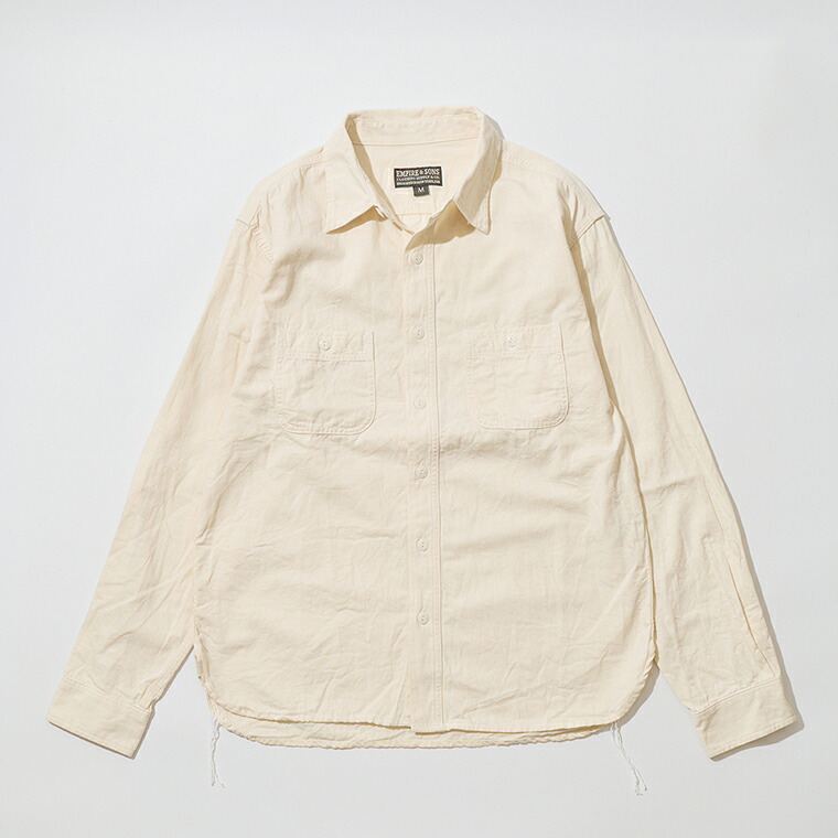 EMPIRE & SONS (エンパイア アンド サンズ) L/S WORK SHIRT 6oz SLUB DENIM - NATURAL ワークシャツ メンズ｜Explorer