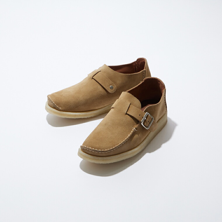 PADMORE\u0026BARNS (パドモアアンドバーンズ)  ONE PIECE MONK SUEDE - LIGHT BEIGE SUEDE モカシンシューズ メンズ’