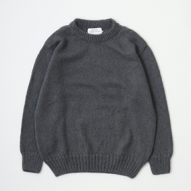 JAMES CHARLOTTE (ジェームス シャルロット) CREW PULLOVER 50% MOHAIR 20% WOOL 30% POLYAMIDE - 1010 DK GREY セーター メンズ イギリス製